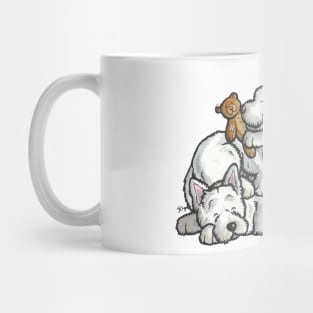 Westie sleeping pile cartoon Mug